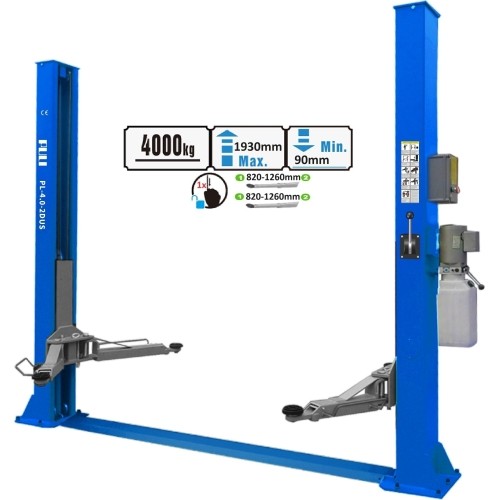 Two post lift with single side lock release 4.0t - 4.0t, 380V