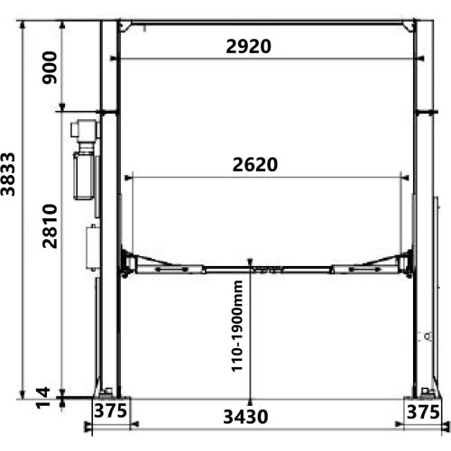 Hidraulinis keltuvas 4t (aut.f) (sinch.v.) H3833mm 380V