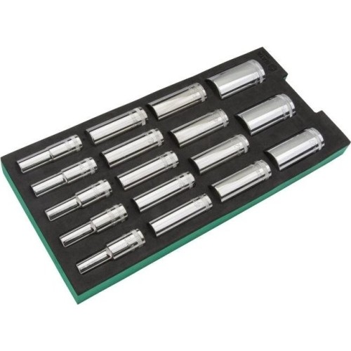 Tray. 1/2" Dr. Deep socket set 17pcs 6pt