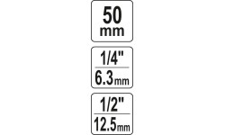 Adapteris suktuvui smūg. 1/2" - HEX 1/4" , 50mmL