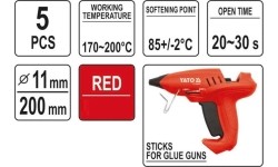 Hot glue stick set (red) (5pcs) 11x200mm