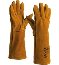 Suvirintojo pirštinės ATEX, odinės, rudos