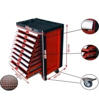 Tool trolley 9 drawers, red