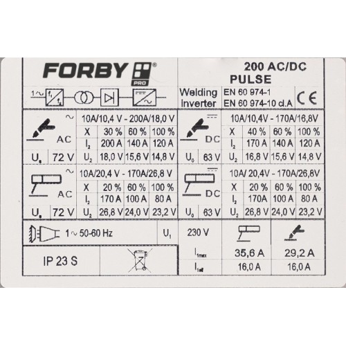 Suvirinimo aparatas FORBY® HD TIGMAN 200 AC/DC PULSE (pramoninis)