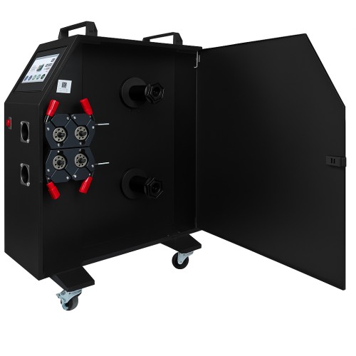 Vielos padavimo mechanizmas lazeriniui suvirinimo aparatui (dviem ritėm)