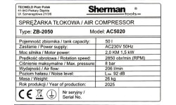 Piston oil compressor 50l 8 bar AC5020