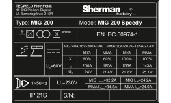 Sherman MIG 200 Speedy inverter welding machine