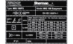 Sherman MIG 180 Easywork synchronous inverter welder