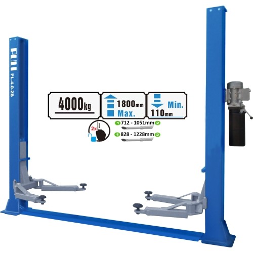 Hydraulic two post lift with mechanical safety locks, 4.0t - 4.0t, 220V
