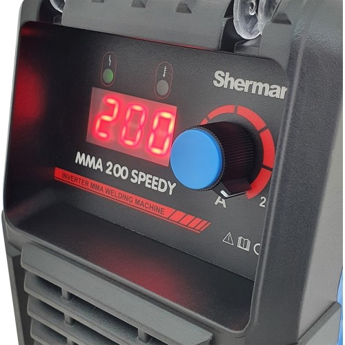 Inverterinis suvirinimo aparatas Sherman MMA 200 Speedy, su plastikiniu lagaminu ir priedais