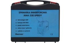 Inverterinis suvirinimo aparatas Sherman MMA 200 Speedy, su plastikiniu lagaminu ir priedais