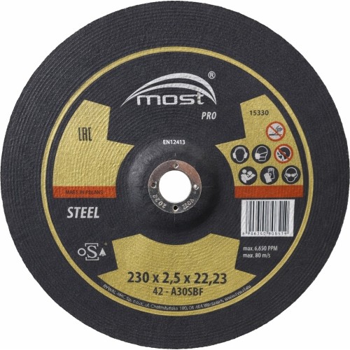 Pjovimo diskas 230x2.5x22,23mm MOST PRO steel, juodam metalui