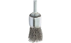 End brush, crimped wire brush with shaft 25mm stainless steel