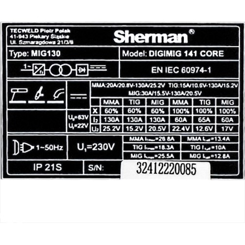 Sinerginis inverterinis suvirinimo aparatas DIGIMIG 141 CORE (suvirinimui be dujų)