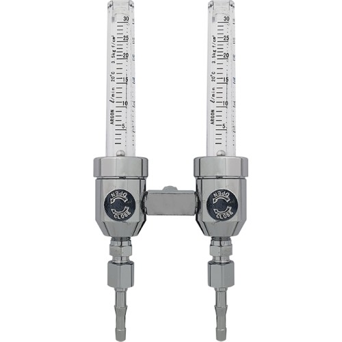 Double rotameter with valves