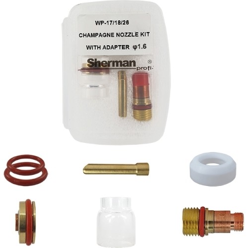 "Pyrex" T17/18/26 šampano spalvos TIG rinkinys - 1,6