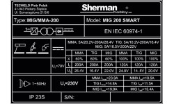 Inverterinis suvirinimo aparatas Sherman MIG 200 SMART