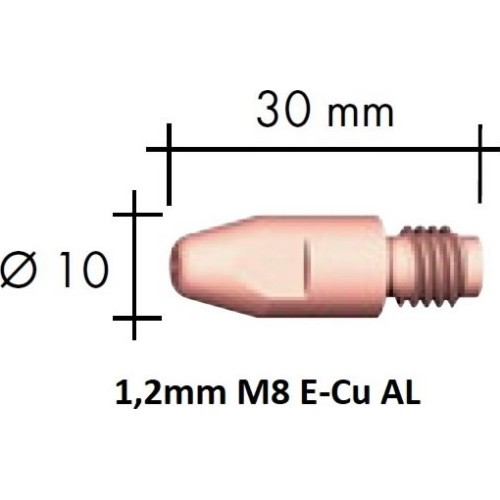 Antgalis Binzel MB36 MB401 MB501 M8x30 Aliuminiui - 1.2mm