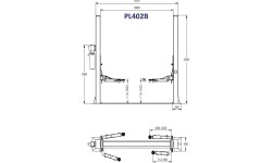 Hidraulinis dviejų kolonų keltuvas su mechaniniais saugumo fiksatoriais, 4.0t - 4.0t, 220V