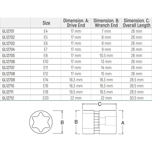 3/8" Dr. E-TORX socket - E18