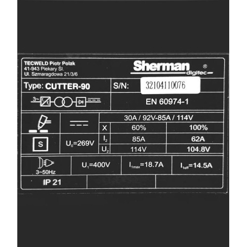 Plazminio pjovimo aparatas CUTTER 90 (iki 30 mm)