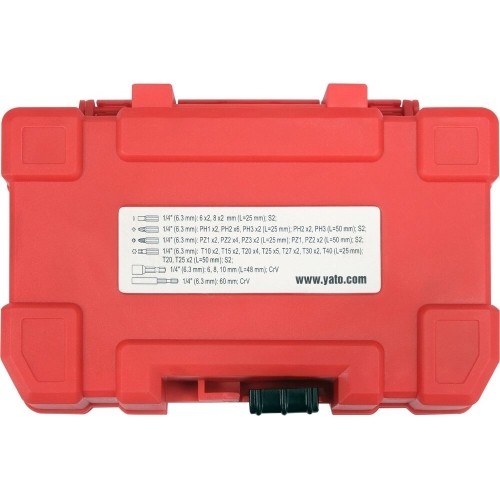 1/4" Smūginių keičiamų antgalių rinkinys (PLOKŠČIAS,PZ,PH,TORX) 54vnt.