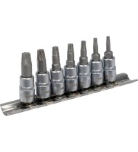 Užlūžusių varžtų išsukėjų rinkinys 1/4" TORX 7vnt. (smulkus sriegis)