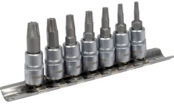 Užlūžusių varžtų išsukėjų rinkinys 1/4" TORX 7vnt. (smulkus sriegis)