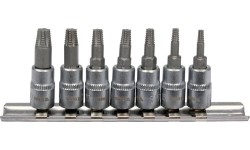 Užlūžusių varžtų išsukėjų rinkinys 1/4" TORX 7vnt. (smulkus sriegis)