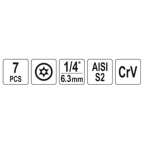 Užlūžusių varžtų išsukėjų rinkinys 1/4" TORX 7vnt. (smulkus sriegis)