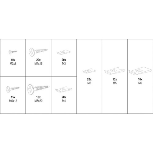 Kėbulo savisriegių varžtų ir U-tipo poveržlių rink. (170vnt)