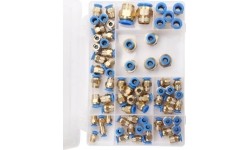 Greito jungimo vožtuvų su sriegiais rinkinys (4 - 16mm)(1/8"+1/4"+1/2") 72vnt.