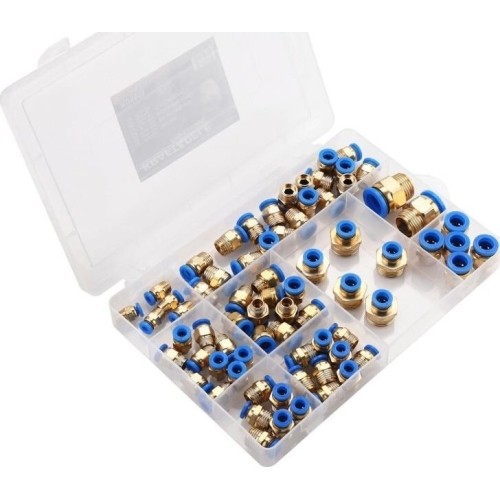 Set of threaded pneumatic quick connectors (4 - 16mm)(1/8"+1/4"+1/2") 72pcs