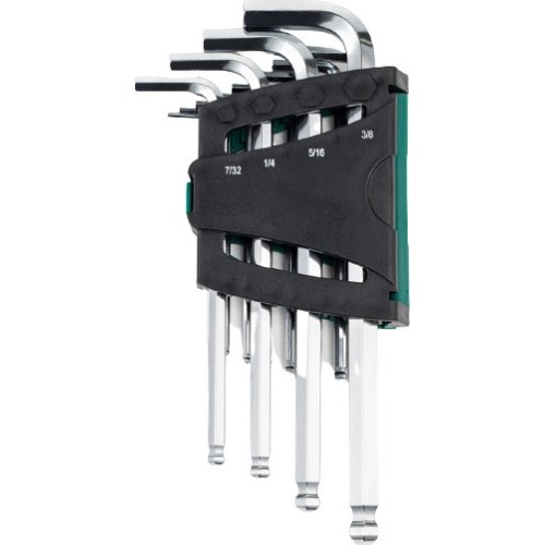 L-type hex key long ball point set 12pcs. (1/16"-3/8") (S.A.E.)