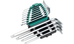 L-type hex key long ball point set 12pcs. (1/16"-3/8") (S.A.E.)