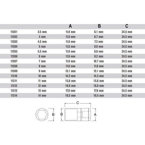 1/4" Dr. 6pt. Socket - 13mm
