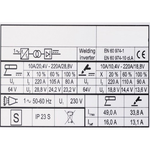 Suvirinimo aparatas FORBY® HD MMA 220 E (pramoninis, tinka generatoriams)
