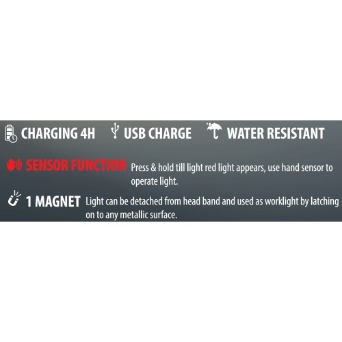 COB rechargeable detachable head lamp with sensor