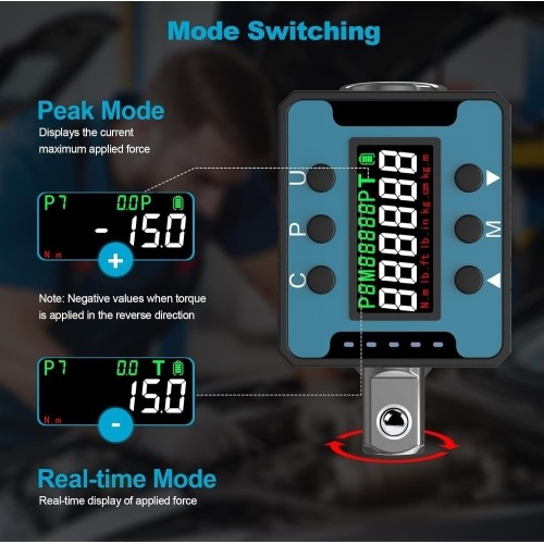 1/2" Dr. Digital torque wrench adaptor 6-200Nm