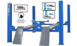 Four post hydraulic lift with secondary lifting mechanism 5t