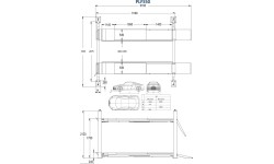 Four post hydraulic lift with secondary lifting mechanism 5t