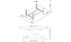 Hidraulinis keltuvas 4 kolonų su papildomu kėlikliu 5t