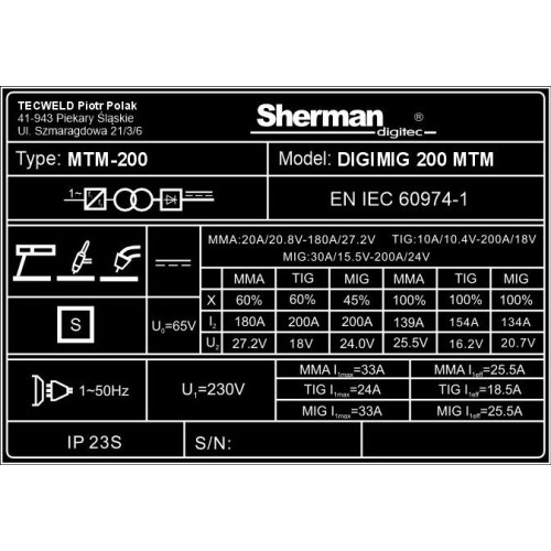 Sinerginis inverterinis suvirinimo aparatas DIGIMIG 200 MTM