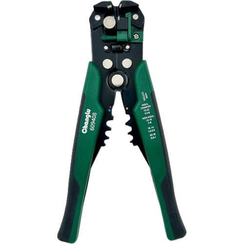 Universal wire stripper and ratchet crimping pliers
