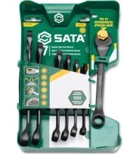 Metric X6 open end ratcheting combination wrench set 7pcs (8-17mm) black