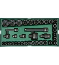 Tray. Impact socket set 3/8“ + 1/2" Dr. 13pcs.