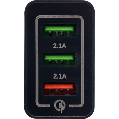 Įkroviklis 220V greito krovimo 2xUSB/2.1A +1USB/QC3.0