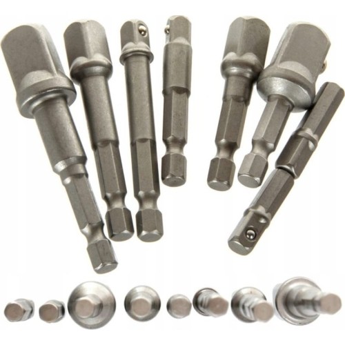 1/4" + 3/8" + 1/2" Dr. Drill socket adapter set 8pcs