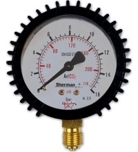 Slėgio matuoklis ⌀ 63 mm, skirtas TURBO argono/CO₂ reduktoriui (MIX) - Darbinis 16 barų
