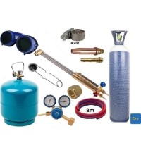 Gas cutting kit (torch, reducer, oxygen 5L, propane-butane cylinders, accessories)
